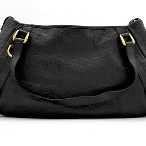 Gucci Black Shoulder Bag with Gold Accents